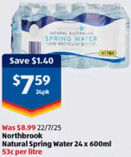 ALDI Northbrook Natural Spring Water offer
