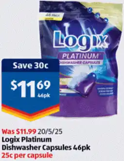 ALDI Logix Platinum Dishwasher Capsules offer