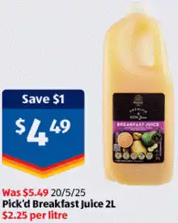 ALDI Pick'd Breakfast Juice offer