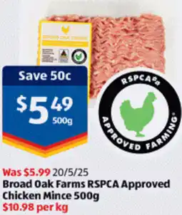 ALDI Broad Oak Farms RSPCA Approved Chicken Mince offer