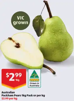 ALDI Australian Packham Pears offer
