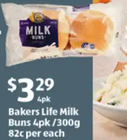 ALDI Bakers Life Milk Buns offer