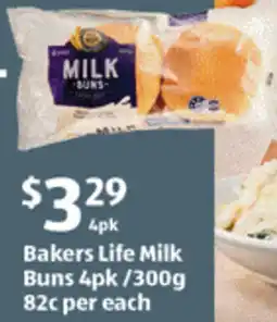 ALDI Bakers Life Milk Buns offer