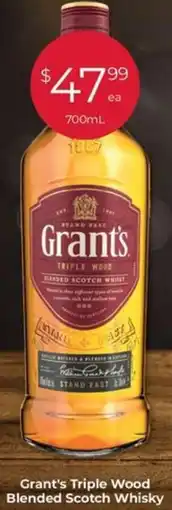 Porters Grant's Triple Wood Blended Scotch Whisky offer