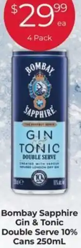 Porters Bombay sapphire gin & tonic double serve cans offer