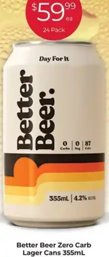 Porters Better beer zero carb lager cans offer