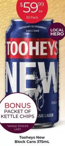 Porters Tooheys new block cans offer