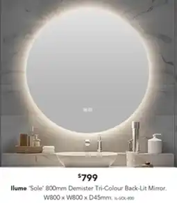 Harvey Norman Ilume 'Sole' Demister Tri-Colour Back-Lit Mirror offer