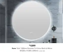 Harvey Norman Ilume 'Sole' Demister Tri-Colour Back-Lit Mirror offer