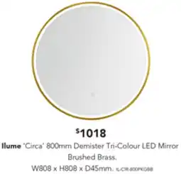 Harvey Norman Ilume 'Circa' Demister Tri-Colour LED Mirror - Brushed Brass offer