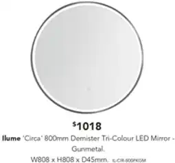 Harvey Norman Ilume 'Circa' Demister Tri-Colour LED Mirror - Gunmetal offer