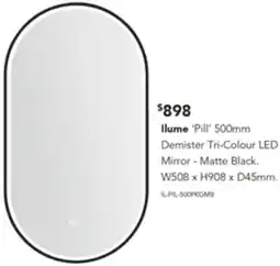 Harvey Norman Ilume Pill Demister Tri-Colour LED Mirror offer