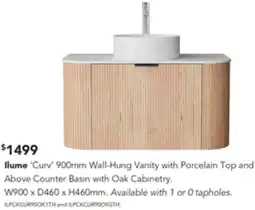 Harvey Norman Ilume Curv Wall-Hung Vanity with Porcelain offer