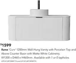 Harvey Norman Ilume Curv Wall-Hung Vanity with Porcelain offer