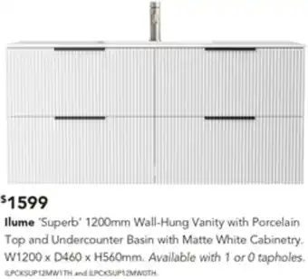 Harvey Norman Ilume Superb Wall-Hung Vanity with Porcelain offer