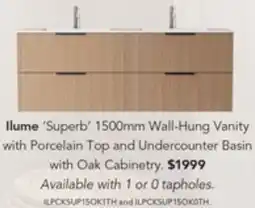 Harvey Norman Ilume Superb Wall-Hung Vanity with Porcelain offer