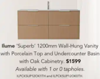 Harvey Norman Ilume Superb Wall-Hung Vanity with Porcelain offer