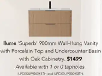 Harvey Norman Ilume Superb Wall-Hung Vanity with Porcelain offer