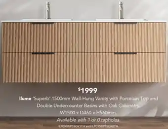 Harvey Norman Ilume Superb Wall-Hung Vanity with Porcelain offer