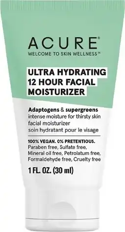 healthylife Acure Ultra Hydrating 12 Hour Facial Moisturiser 30ml offer