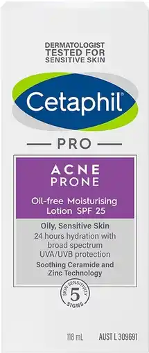 healthylife Cetaphil Pro Acne Prone Oil Free Moisturising Lotion SPF25 118ml offer