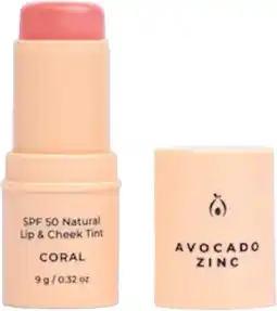 healthylife Avocado Zinc SPF50 Natural Lip & Cheek Tint - Coral 9g offer