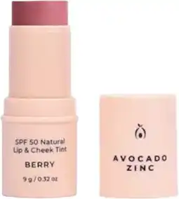 healthylife Avocado Zinc SPF50 Natural Lip & Cheek Tint - Berry 9g offer