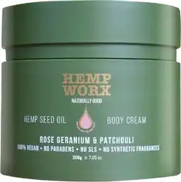 healthylife Hemp Worx Rose Geranium & Patchouli Body Moisturising Cream 200g offer