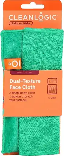 healthylife Cleanlogic Sensitive Skin Dual- Texture Face Cloth 1 Pack Assorted Colours offer