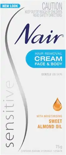healthylife Nair Sensitive Hair Removal Cream for Face & Body 75g offer