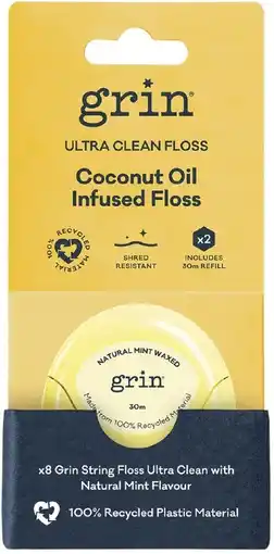 healthylife Grin Utra Clean Floss & Refill Coconut Oil Infused 2 x 30m offer