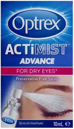healthylife Optrex ActiMist Advance Eye Spray Preservative Free 10ml offer