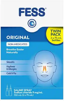 healthylife Fess Original Saline Nasal Spray 2 x 75ml offer