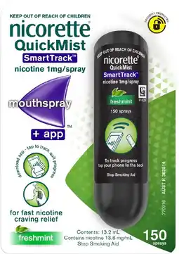 healthylife Nicorette Quit Smoking QuickMist Nicotine Mouth Spray Smart Track 150 Sprays offer