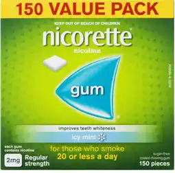 healthylife Nicorette Quit Smoking Nicotine Gum 2mg Icy Mint 150 Pieces Value Pack offer