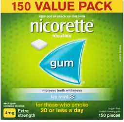healthylife Nicorette Quit Smoking Nicotine Gum 4mg Icy Mint 150 Pieces Value Pack offer