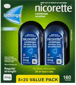 healthylife Nicorette Quit Smoking Cooldrops Icy Mint 2mg 160 Nicotine Lozenges offer