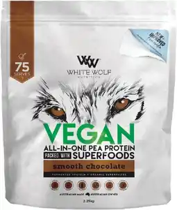 healthylife White Wolf Nutrition Vegan Protein With Superfoods Smooth Chocolate 2.25kg offer