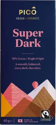 healthylife Pico Organic Chocolate Super Dark 80g offer