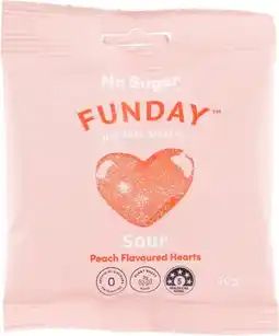 healthylife Funday No Sugar Gummy Hearts Sour Peach 50g offer