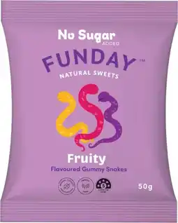 healthylife Funday No Sugar Gummy Snakes Fruity 50g offer