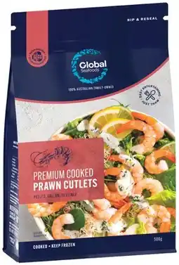 IGA Global Seafoods Cooked Prawn Cutlets Tail On 500g offer