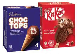 IGA Nestlé Kit Kat, Cadbury Choc Tops or Oreo Ice Cream 4 Pack Selected Varieties offer