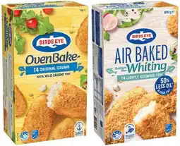 IGA Birds Eye Oven Bake Original Crumb Fish Fillets 1kg or Air Baked Lightly Crumbed Whiting Fish 890g offer