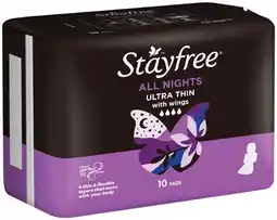 IGA Stayfree Pads 10‑16 Pack Selected Varieties offer