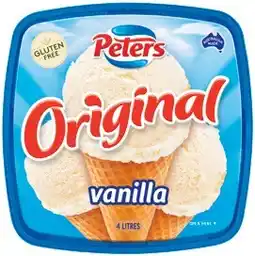 IGA Peters Original Ice Cream 4 Litre Selected Varieties offer