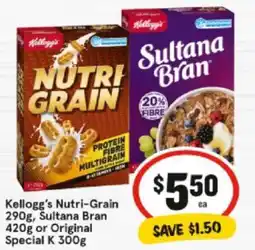 IGA Kellogg's Nutri-Grain Sultana Bran or Original Special K offer
