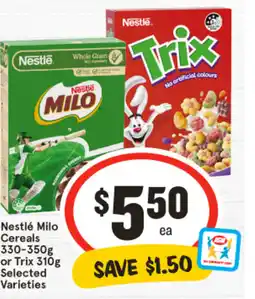 IGA Nestlé Milo Cereals or Trix offer