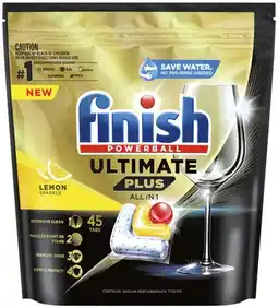 IGA Finish Ultimate Plus All in One Lemon Sparkle Dishwashing Tablets 45 Pack offer