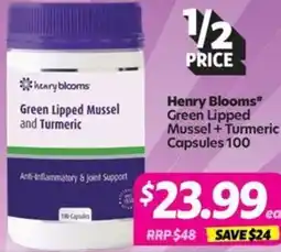 Your Discount Chemist Henry Blooms" Green Lipped Mussel + Turmeric offer